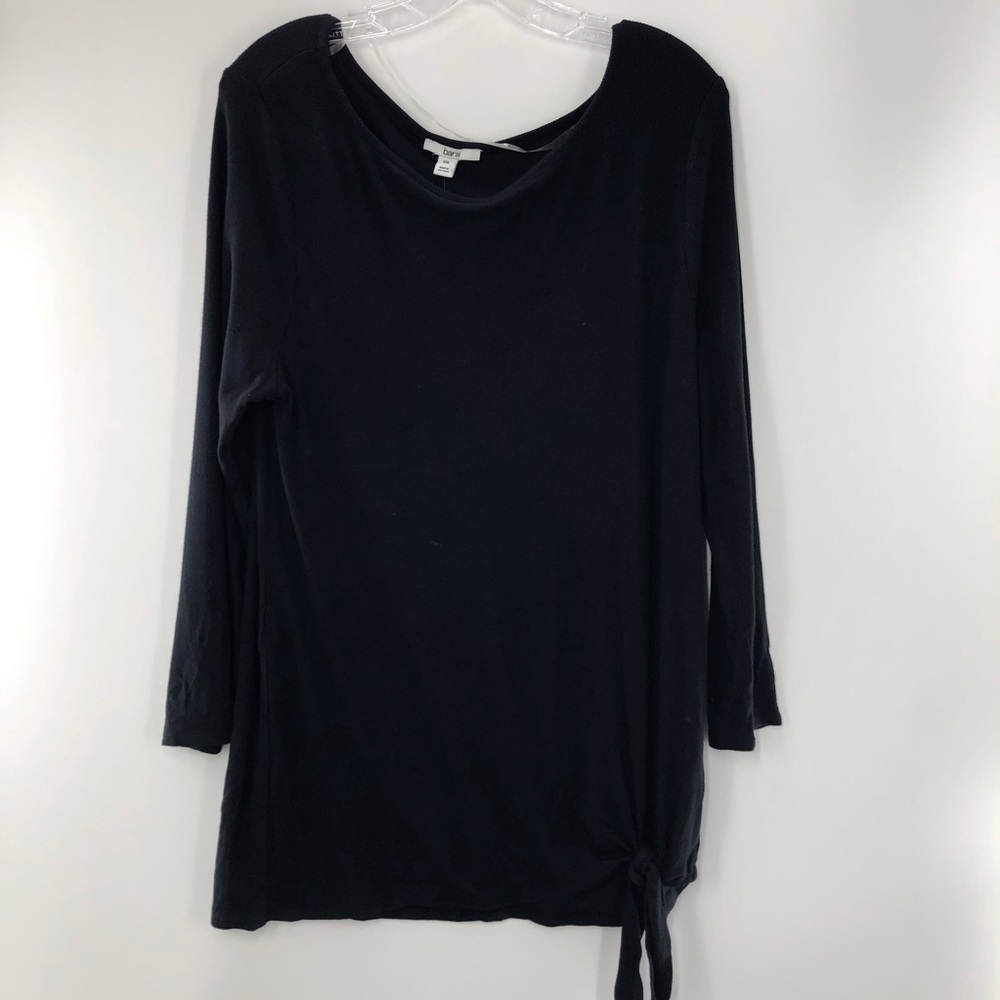Bar III Black Scoop Neck Long Sleeve Tie Front Top